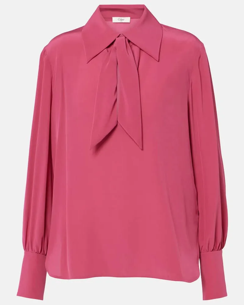 Chloé Chloé Schluppenbluse aus Crêpe de Chine aus Seide Pink