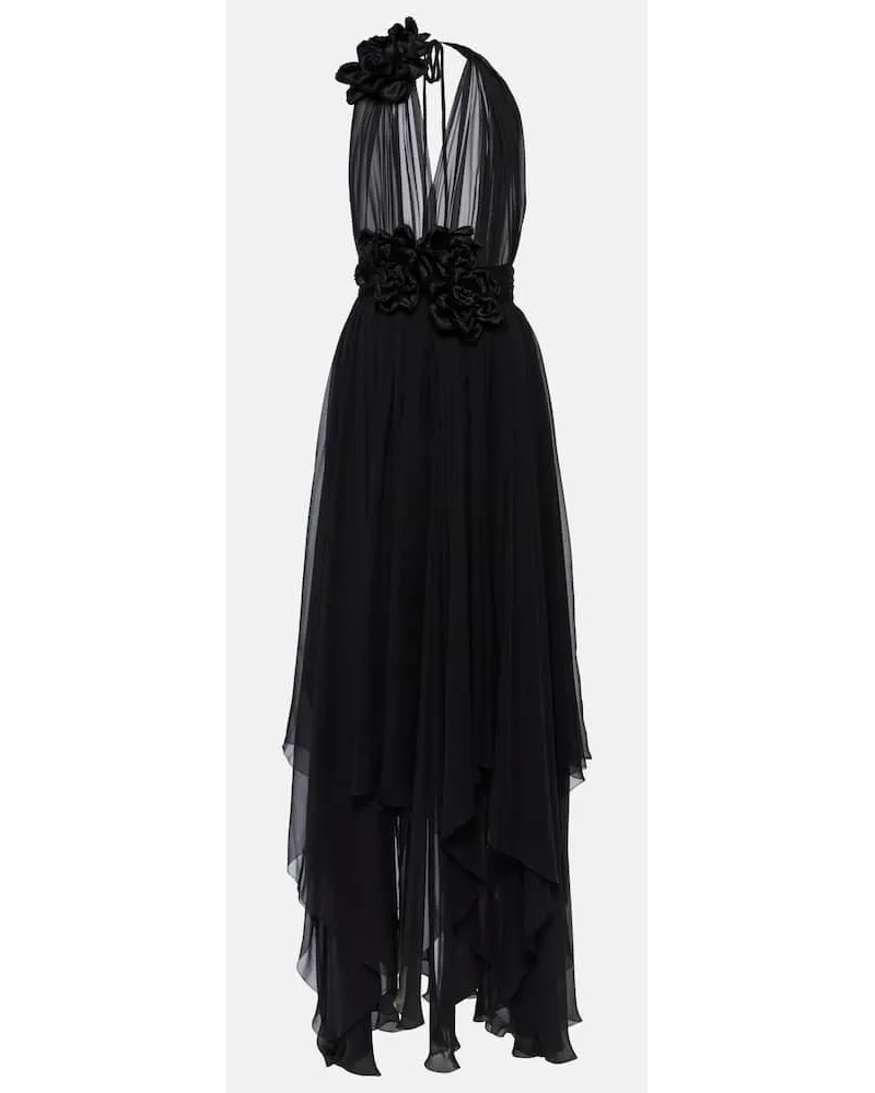 Dolce & Gabbana Robe aus Seidenchiffon Schwarz