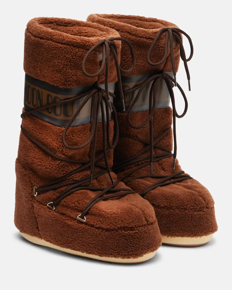 Moon Boot Schneestiefel Icon aus Teddyfleece Braun