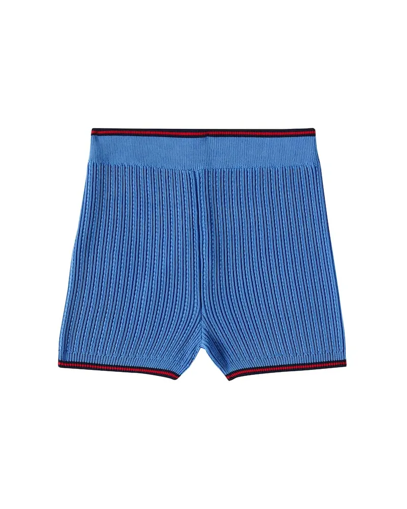 Gucci Shorts Web Stripe aus Strick Blau