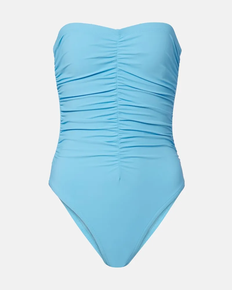 Karla Colletto Basics Badeanzug mit Raffungen Blau