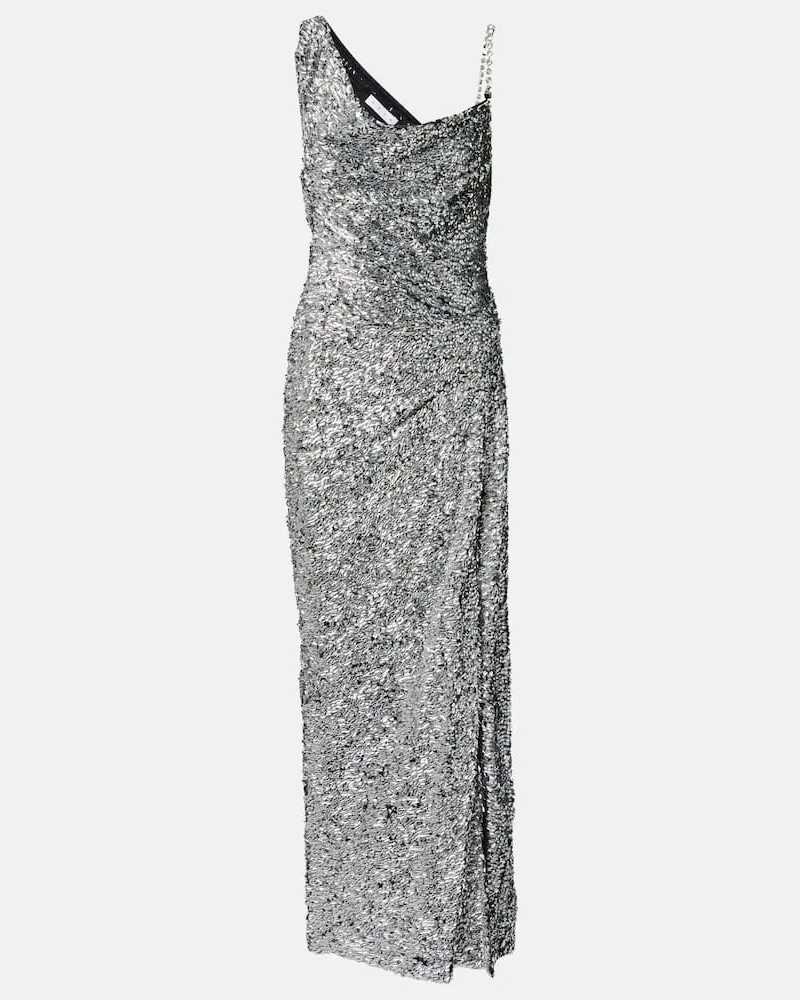 Area One-Shoulder-Robe mit Pailletten Silber