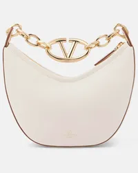 Valentino Garavani Schultertasche VLogo Moon Mini aus Leder Weiss