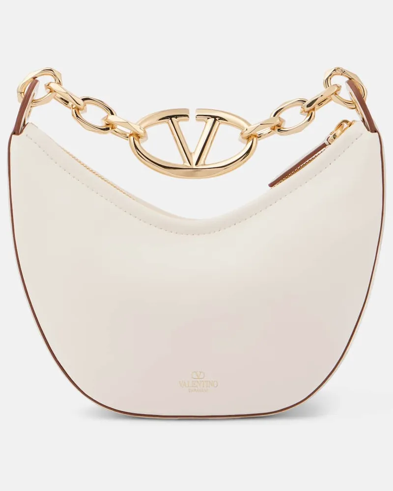 Valentino Garavani Schultertasche VLogo Moon Mini aus Leder Weiss