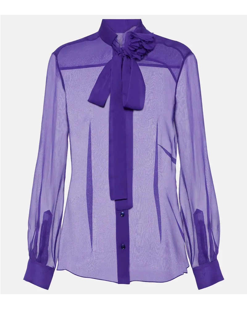 Dolce & Gabbana Schluppenbluse aus Seidenchiffon Violett