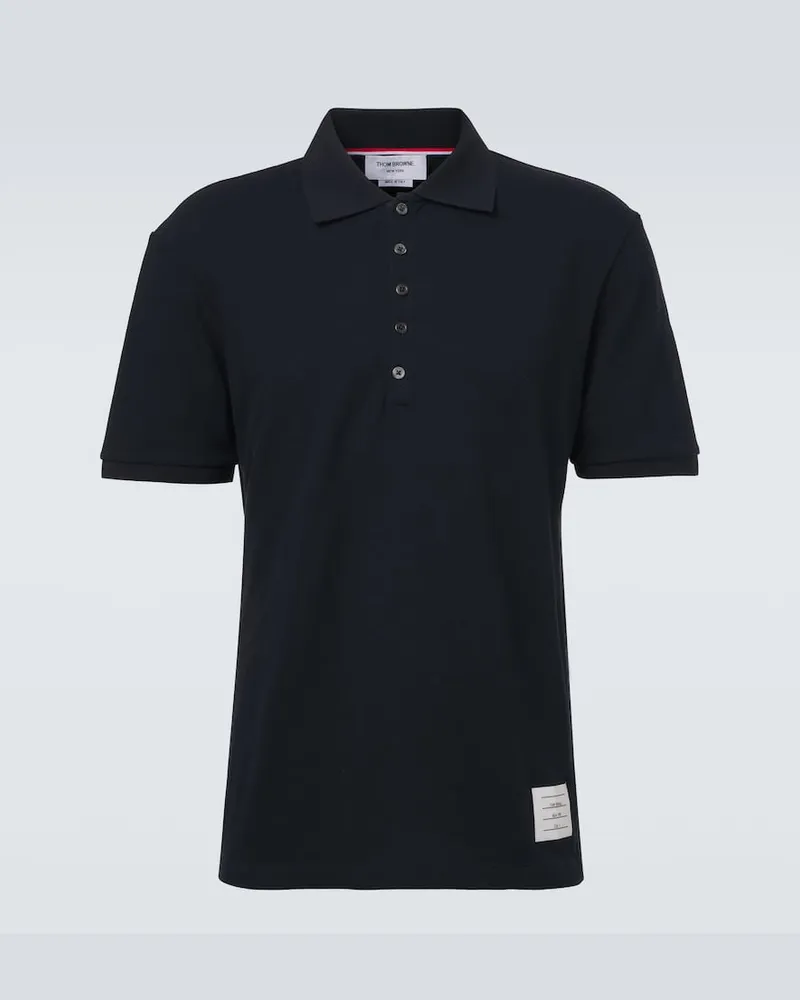 Thom Browne Polohemd 4-Bar aus Baumwoll-Piqué Blau