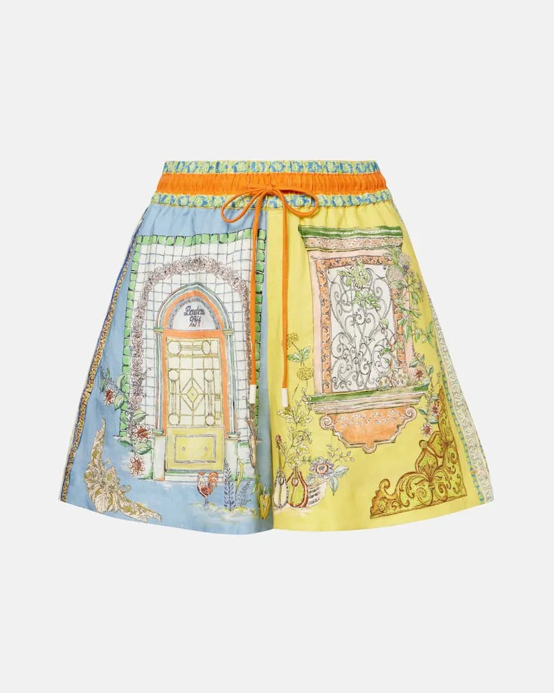 ALEMAIS Alémais Bedruckte High-Rise-Shorts Monte aus Leinen Multicolor