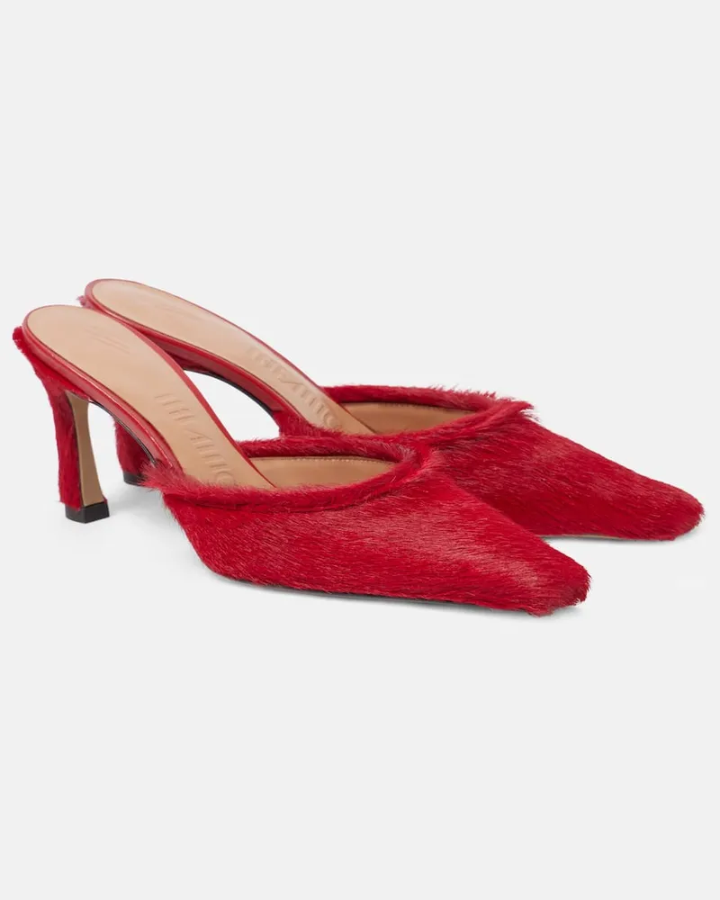 ATTICO Mules Juno 75 aus Kalbshaar Rot