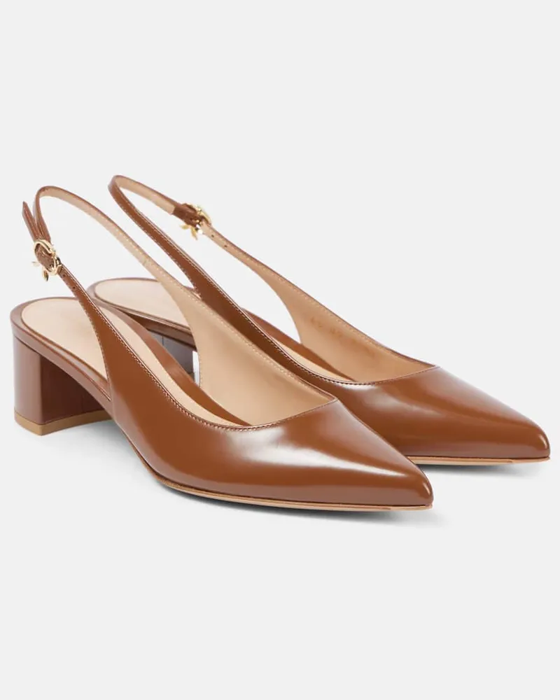 Gianvito Rossi Slingback-Pumps 45 aus Leder Braun