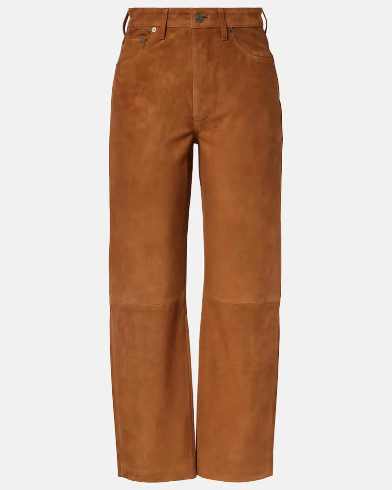 Citizens of humanity Gerade Mid-Rise-Hose Miro aus Veloursleder Braun