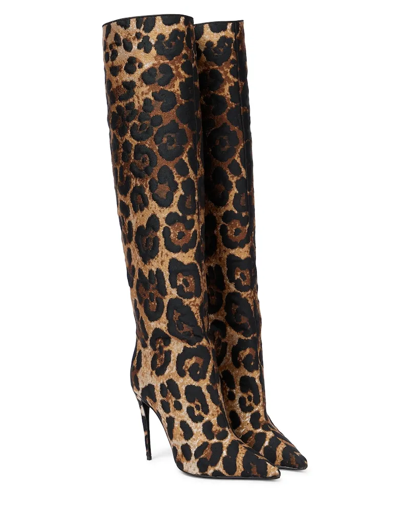 Dolce & Gabbana Bedruckte Overknee-Stiefel Multicolor