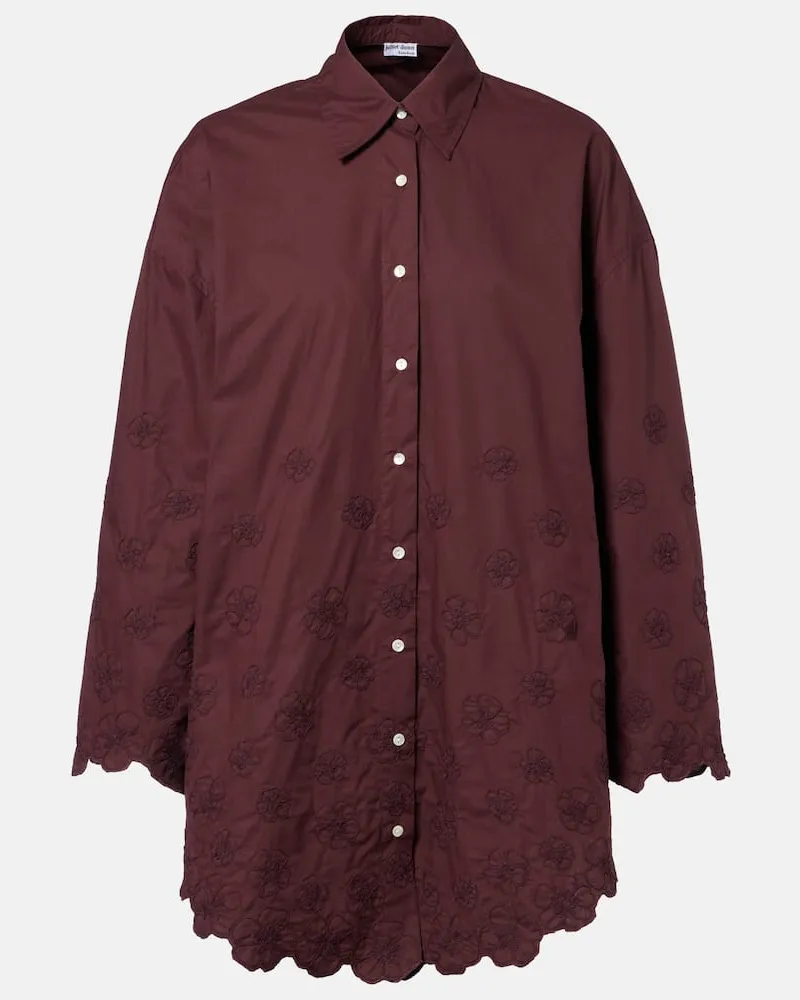 Juliet Dunn Besticktes Hemd aus Baumwolle Braun