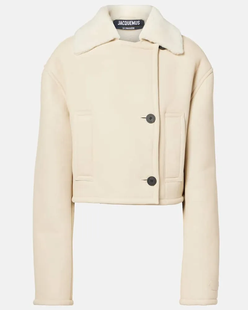 Jacquemus Cropped-Jacke Marino aus Shearling Weiß