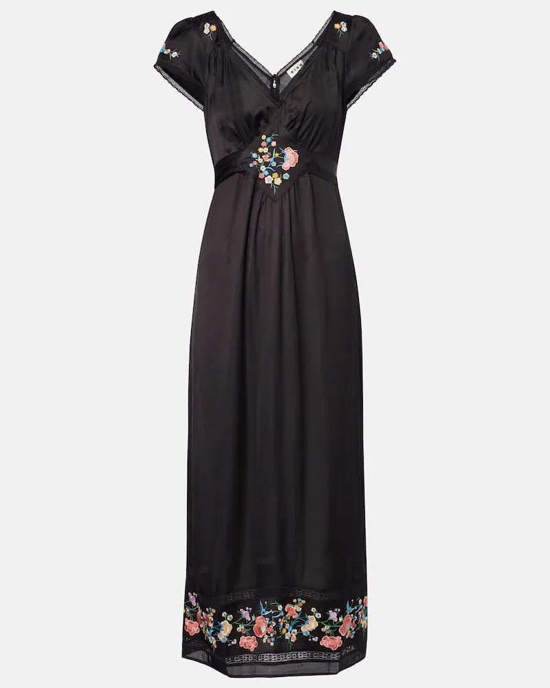 RIXO Maxikleid Carey aus Satin Schwarz