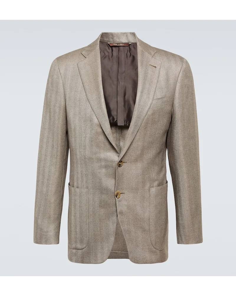 Canali Blazer aus Seide und Kaschmir Beige