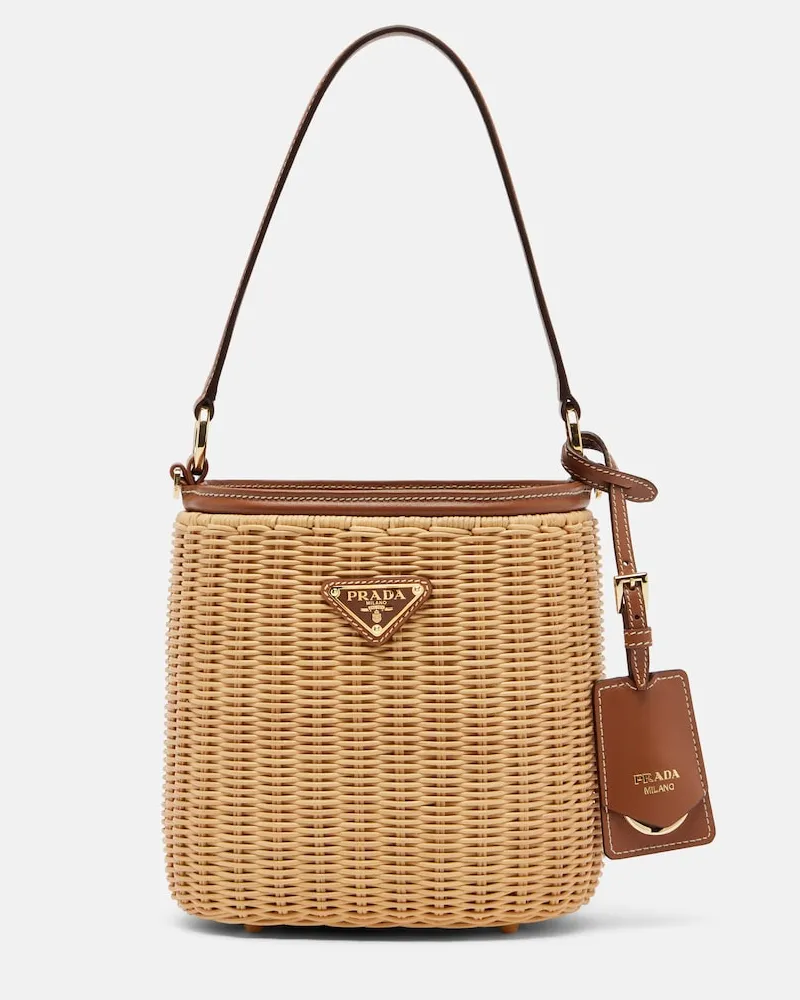 Prada Bucket Bag mit Leder Beige