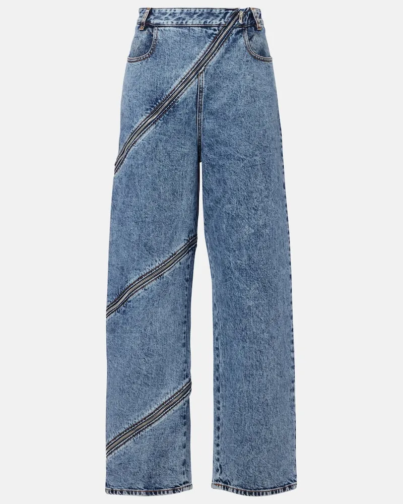 Alaïa Alaïa High-Rise Wide-Leg Jeans Spiral Blau