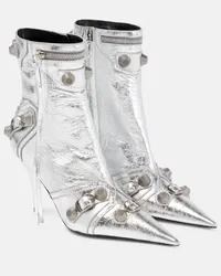 Balenciaga Ankle Boots Cagole aus Leder Silber