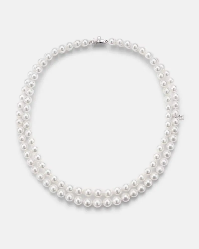 Mikimoto Halskette aus Akoyaperlen mit 18kt Weißgold Silber