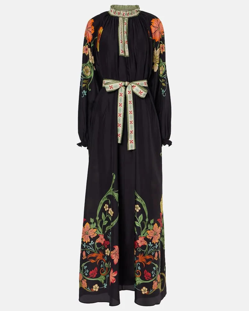 La DoubleJ Bedrucktes Maxikleid Cerere aus Seiden-Voile Multicolor