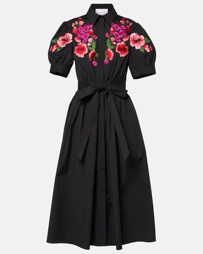Carolina Herrera New York Besticktes Hemdblusenkleid Schwarz