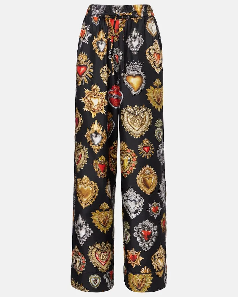 Dolce & Gabbana Palazzo-Hose Devotion aus Seiden-Twill Multicolor