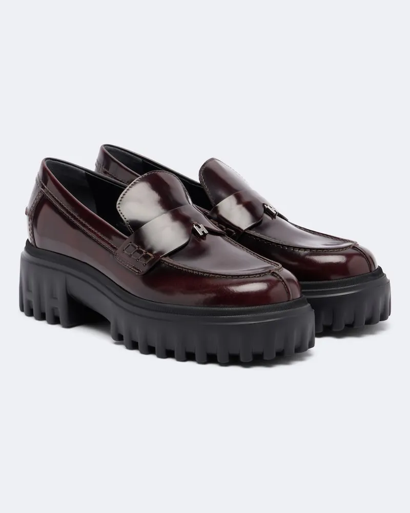 Hogan Loafers H700 aus Leder Burgunderrot