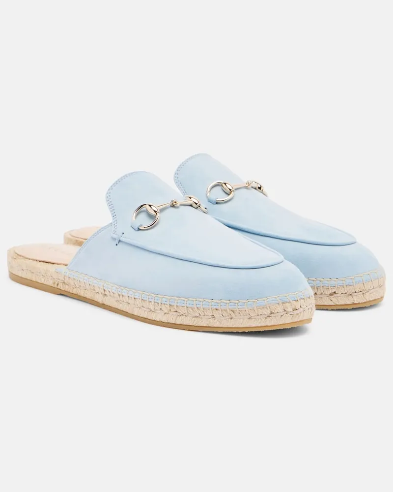 Gucci Espadrille-Slippers Horsebit aus Veloursleder Blau