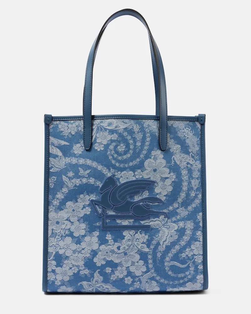 Etro Shopper Love Trotter Medium aus Denim Blau