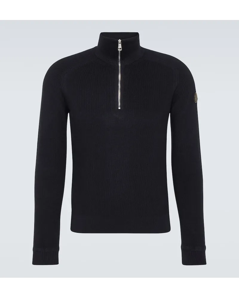 Moncler Pullover aus Baumwolle und Kaschmir Blau