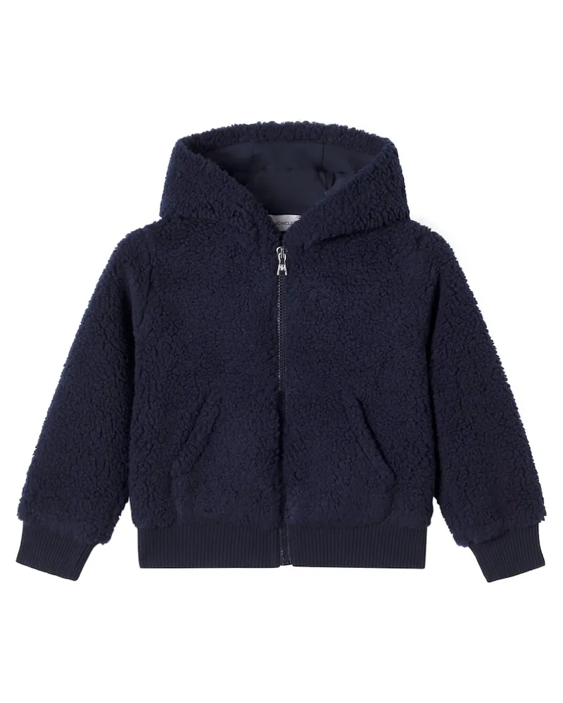 Moncler Kapuzenjacke aus Faux Shearling Blau