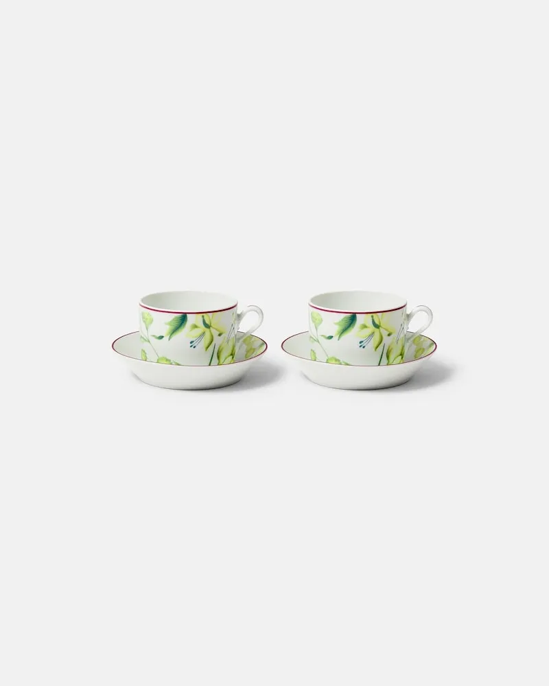 Ginori 1735 Set Impero aus zwei Teetassen und Untertassen Weiß
