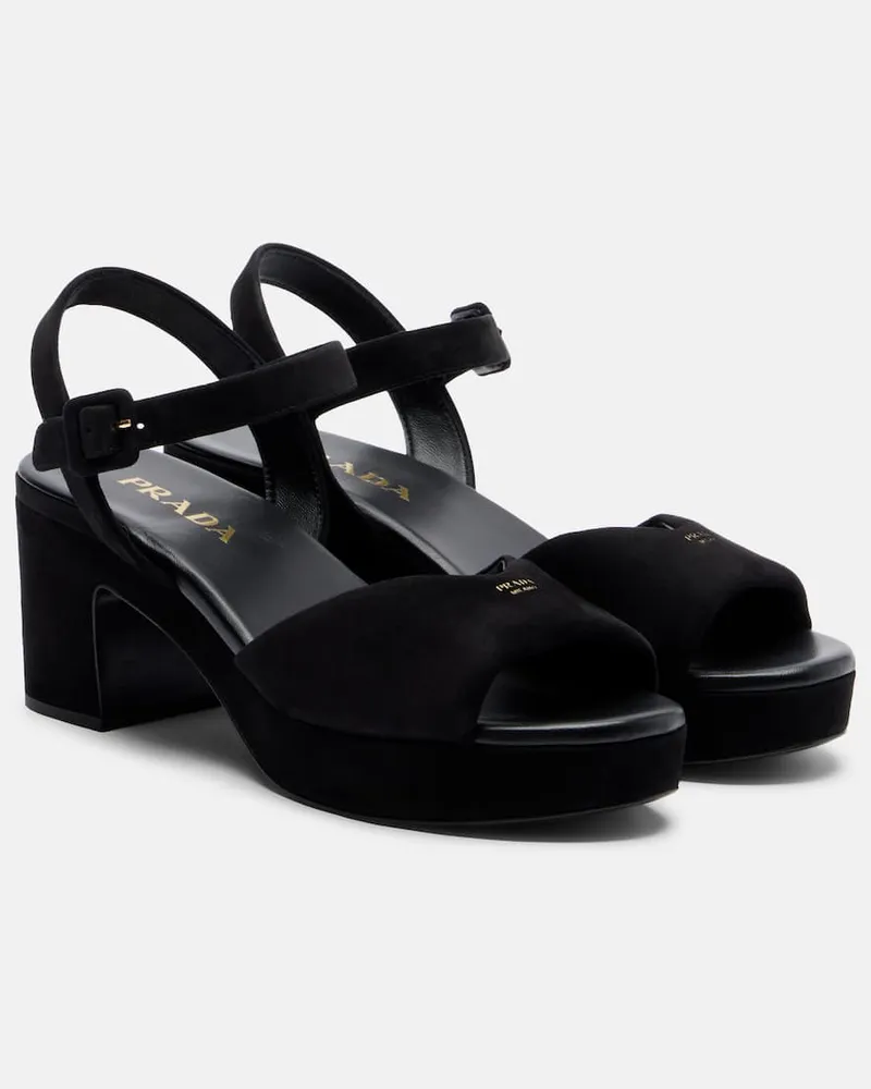Prada Sandalen aus Veloursleder Schwarz