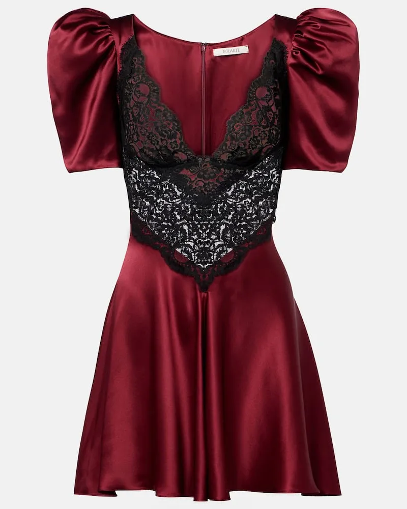 Rodarte Cocktailkleid aus Seide mit Spitze Burgunderrot