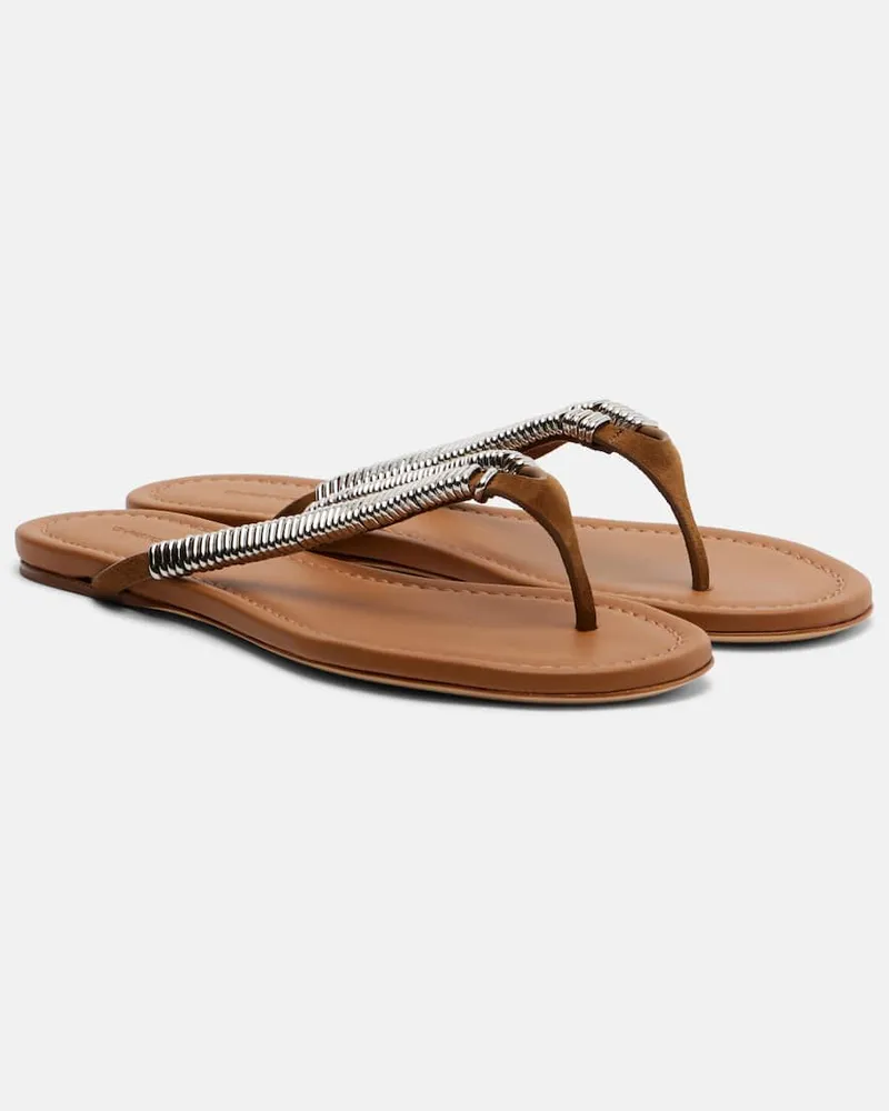 Christopher Esber Sandalen Frida aus Veloursleder Beige