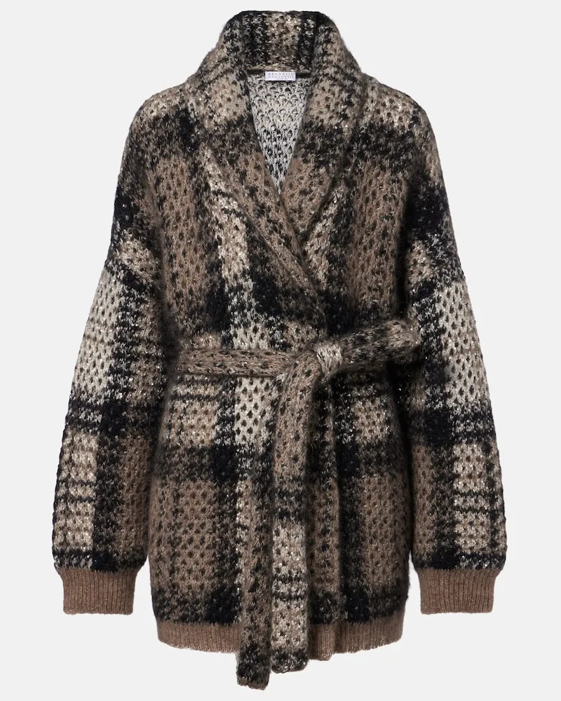 Brunello Cucinelli Wickel-Cardigan mit Pailletten Braun