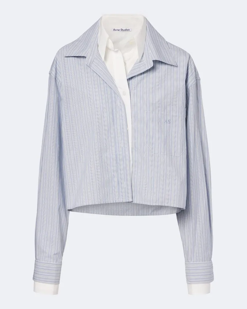 Acne Studios Cropped Hemd aus Baumwollpopeline Blau