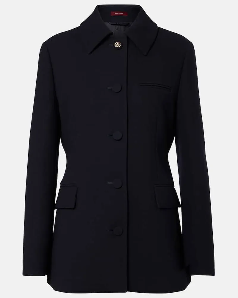 Gucci Jacke Double G aus Wolle Schwarz