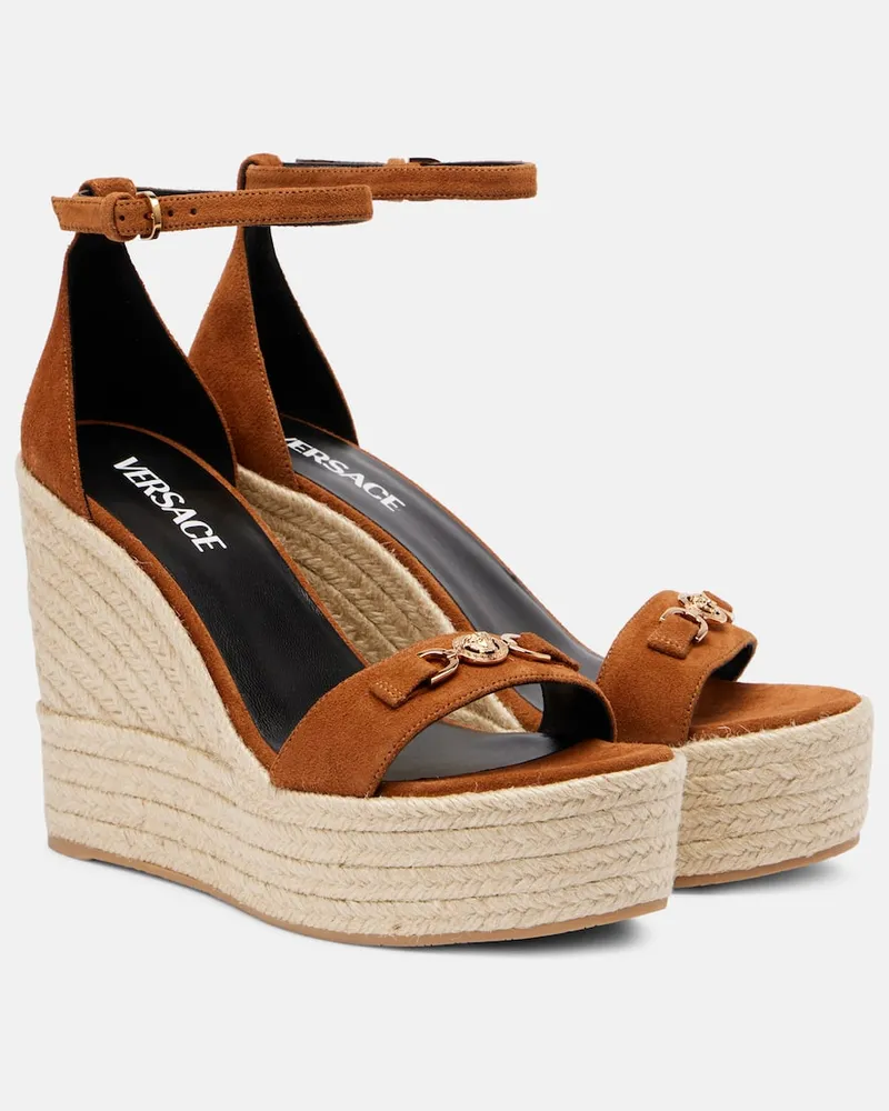 Versace Espadrille-Sandalen Medusa '95 mit Veloursleder Nude