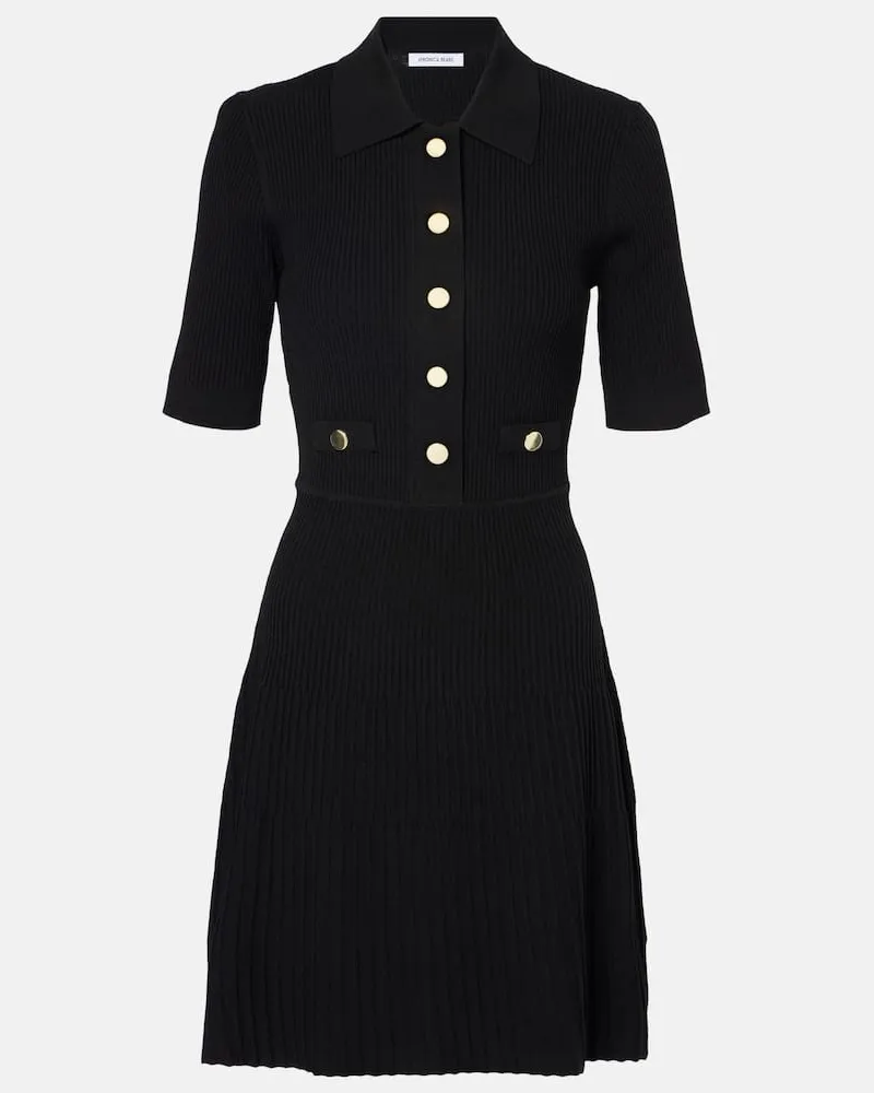 Veronica Beard Polokleid Lauper aus Rippstrick Schwarz