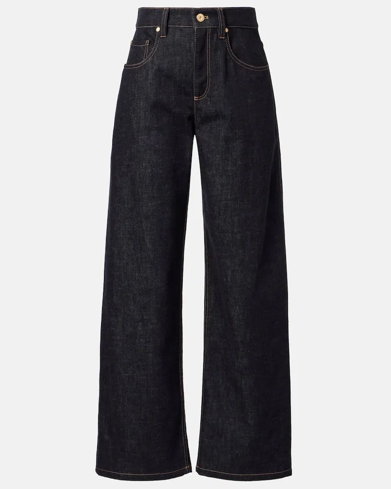 Brunello Cucinelli Mid-Rise Jeans mit weitem Bein Blau