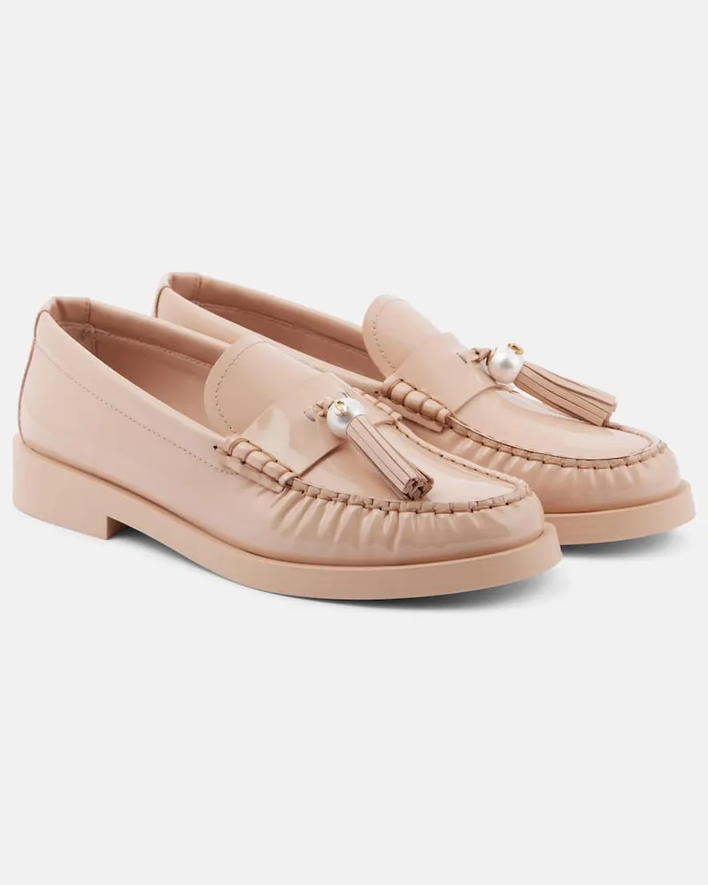 Jimmy Choo Loafers Addie aus Lackleder mit Zierperle Braun
