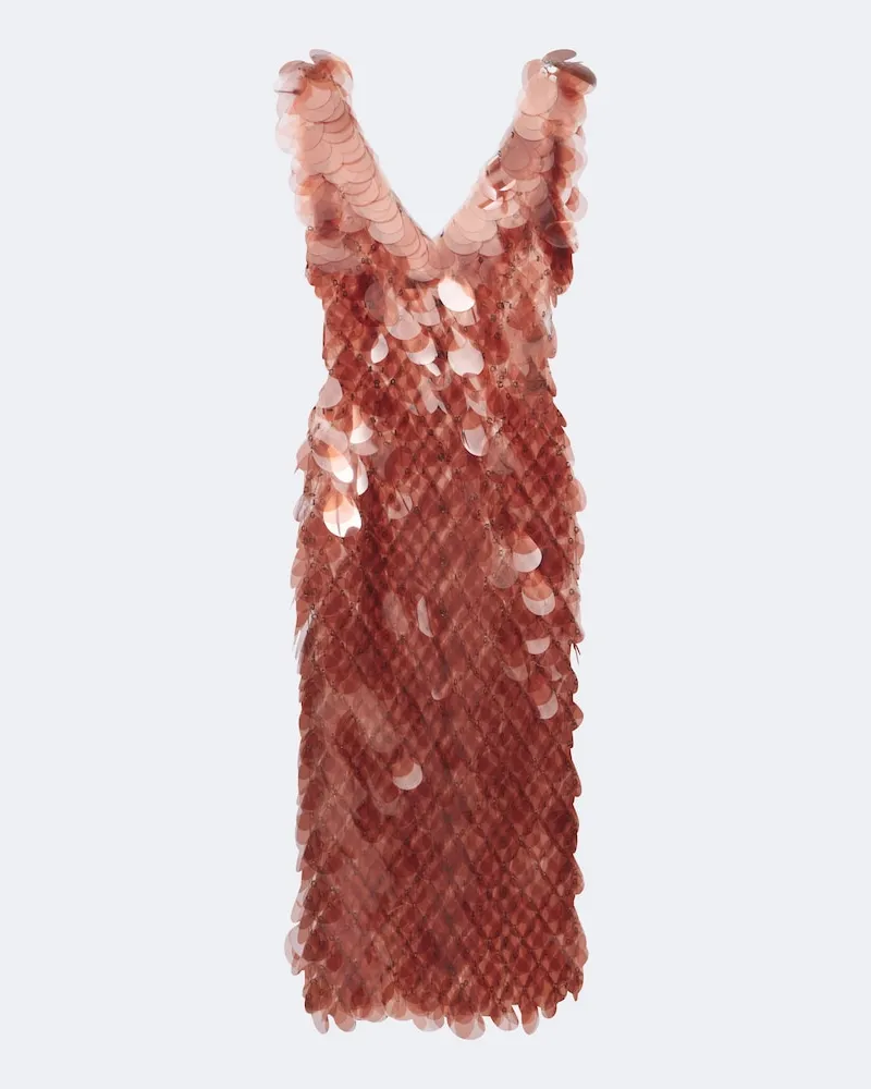 Paco Rabanne Midikleid mit Pailletten Rosa