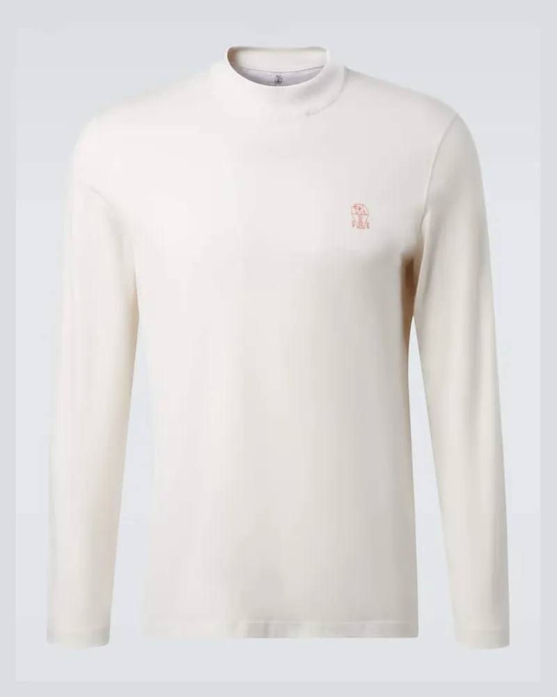 Brunello Cucinelli Longsleeve aus Baumwolle Weiß