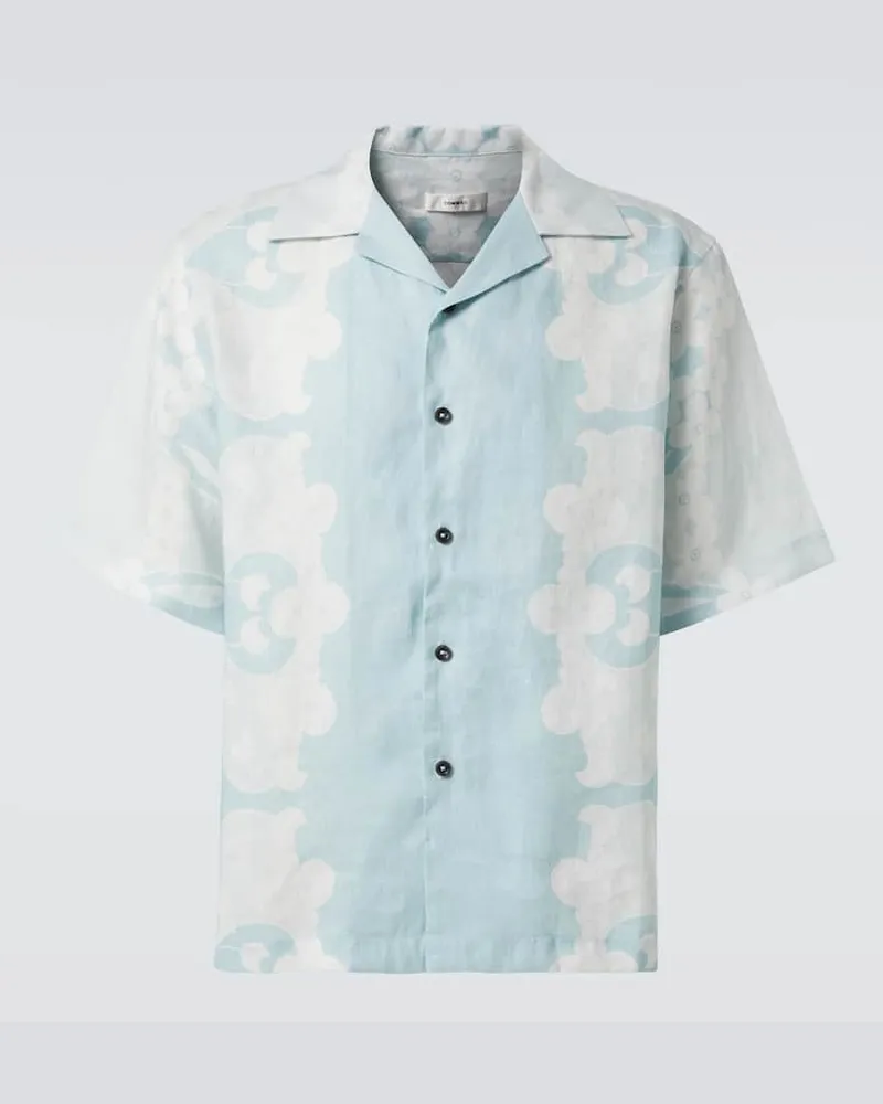 COMMAS Hemd Paradise Floral aus Leinen Blau