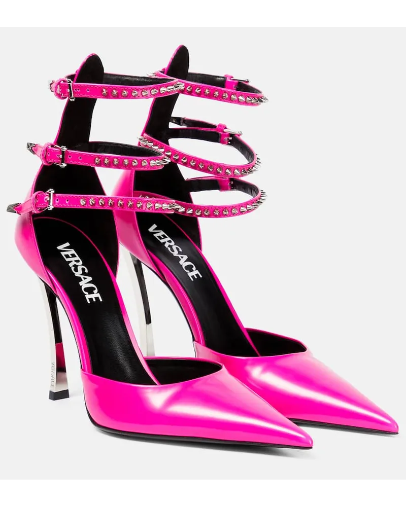 Versace Verzierte Pumps Pin-Point aus Leder Pink