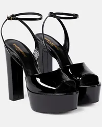 Saint Laurent Plateausandalen Jodie 145 aus Lackleder Schwarz