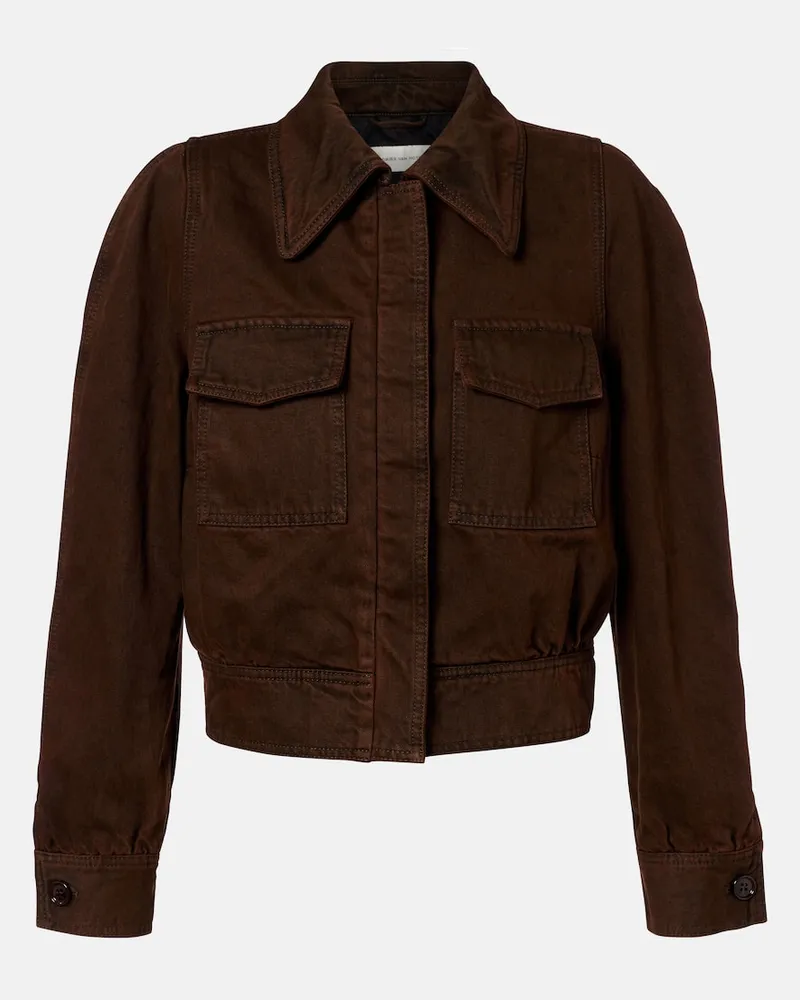 Dries van Noten Cropped-Jeansjacke Braun