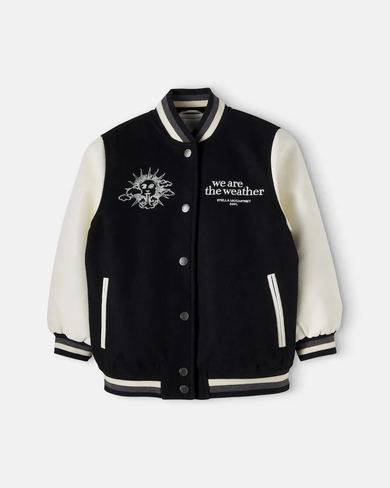 Stella McCartney Kids Bestickte Collegejacke Schwarz