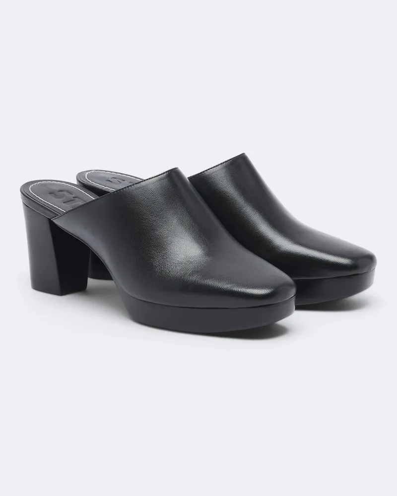 STAUD Mules Monica aus Leder Schwarz